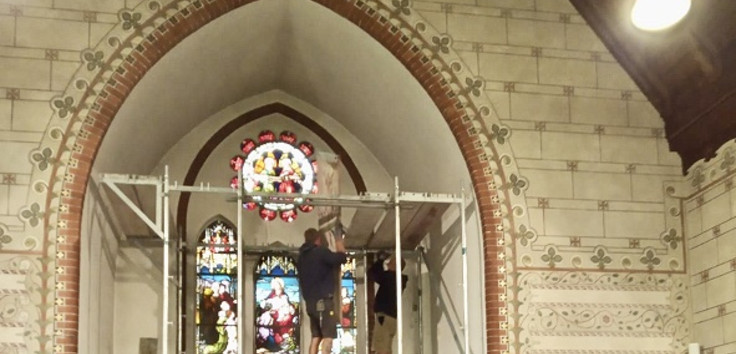 Bauarbeiten in der Apsis der Pfingstkirche in Potsdam, Bildquelle: Pfingstkirche Potsdam/Michael Lunberg