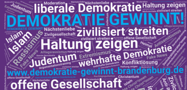 Demokratie gewinnt – in Brandenburg. Aus der neuen Seminarbroschüre. Grafik: Diakonisches Werk Berlin-Brandenburg-schlesische Oberlausitz