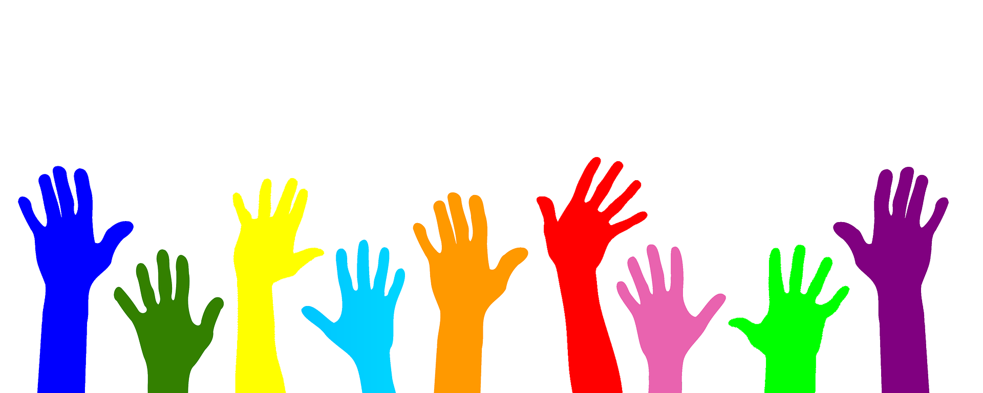 verschiedenfarbe Hände winken nach oben, Quelle: Tumisu auf Pixabay